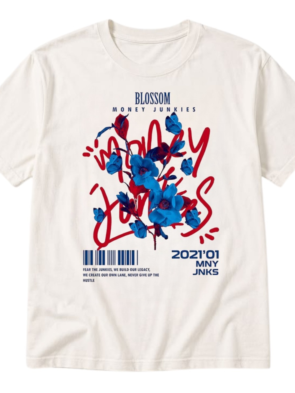 Blossom Graphic Tee | Blue Flowers Tee | Gildan Shirt